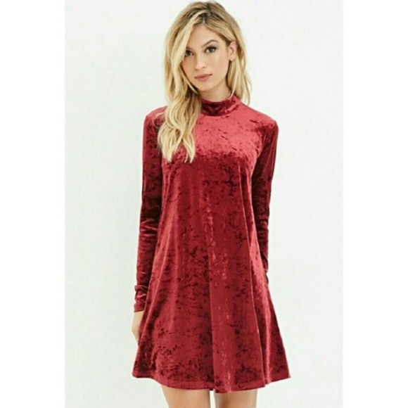 FOREVER 21 CRUSHED VELVET MOCK NECK DRESS CLASSIC GLAMOUR ROMANTIC SMALL - Picture 9 of 11